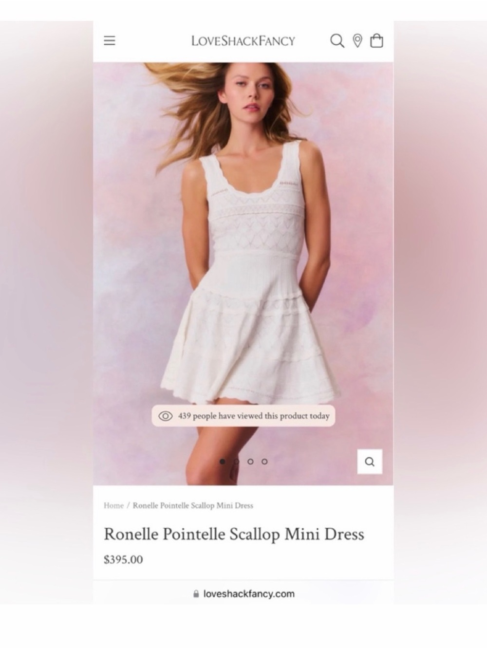 LoveShackFancy Ronelle Pointelle Scallop Mini Dress